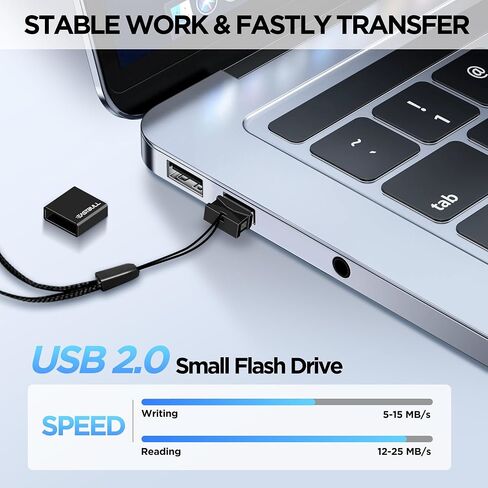 EASTBULL Small USB2.0 Flash Drive 16GB Mini USB Drive with Adapter, Black in Saudi Arabia