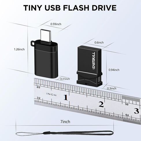 EASTBULL Small USB2.0 Flash Drive 16GB Mini USB Drive with Adapter, Black in Saudi Arabia