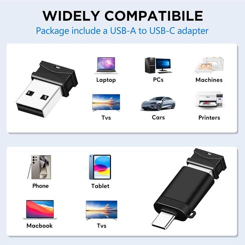 EASTBULL Small USB2.0 Flash Drive 16GB Mini USB Drive with Adapter, Black in Saudi Arabia