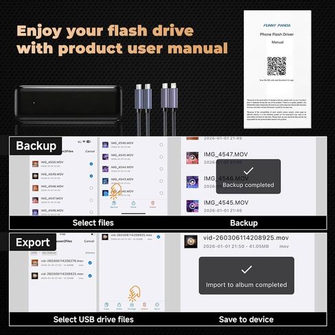 Flash Drive, Thumb Drive with 2 Cables (App Required) in Kuwait