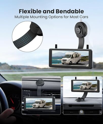 AUTO-VOX Wireless Backup Camera Kit: 7.2" Monitor, Solar 5 Cam, Suction Mount and Solar 3A Plus Cam– Flexible Placement for Horse Trailer, Boat Trailer, Cargo Monitoring, Tight Spot Parking in Saudi Arabia