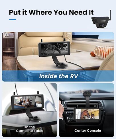 AUTO-VOX Wireless Backup Camera Kit: 7.2" Monitor, Solar 5 Cam, Suction Mount and Solar 3A Plus Cam– Flexible Placement for Horse Trailer, Boat Trailer, Cargo Monitoring, Tight Spot Parking in Saudi Arabia
