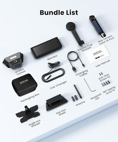 AUTO-VOX Wireless Backup Camera Kit: 7.2" Monitor, Solar 5 Cam, Suction Mount and Solar 3A Plus Cam– Flexible Placement for Horse Trailer, Boat Trailer, Cargo Monitoring, Tight Spot Parking in Saudi Arabia