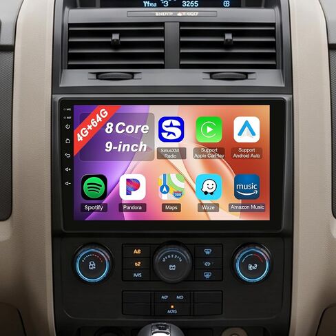 8 Core 4+64GB Car Radio Stereo for 2007-2012 Ford Escape & Ford Kuga & Mazda Tribute, 9 Inch IPS Touch Screen Android 13 Head Unit with Wireless CarPlay & Android Auto, SWC, AM/FM in Saudi Arabia