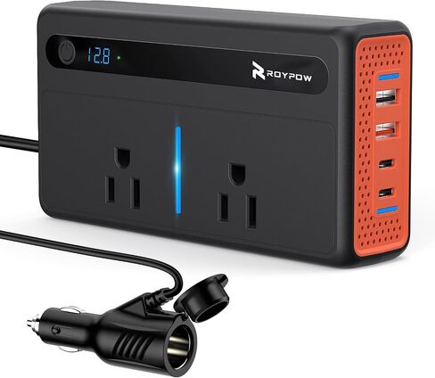 RoyPow 300W Car Power Inverter, DC 12V to 110V AC Power Inverter with Cigarette Lighter Port, Car Plug Adapter Outlet with 3.4A USB-A, QC3.0 24W, PD 30W, PD 36W, Dual AC Outlets, Car Charger Adapter in Saudi Arabia
