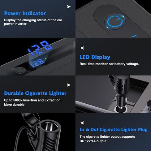 RoyPow 300W Car Power Inverter, DC 12V to 110V AC Power Inverter with Cigarette Lighter Port, Car Plug Adapter Outlet with 3.4A USB-A, QC3.0 24W, PD 30W, PD 36W, Dual AC Outlets, Car Charger Adapter in Saudi Arabia