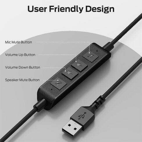 Oraolo Voicelink 100 Wired Headphones, Wired Headset with Noise Cancelling Microphone for PC Laptop, USB Connection Plug and Play in Kuwait