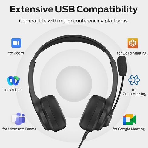 Oraolo Voicelink 100 Wired Headphones, Wired Headset with Noise Cancelling Microphone for PC Laptop, USB Connection Plug and Play in Kuwait