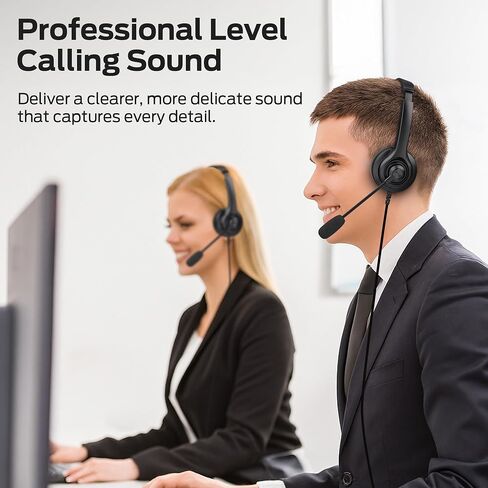Oraolo Voicelink 100 Wired Headphones, Wired Headset with Noise Cancelling Microphone for PC Laptop, USB Connection Plug and Play in Kuwait