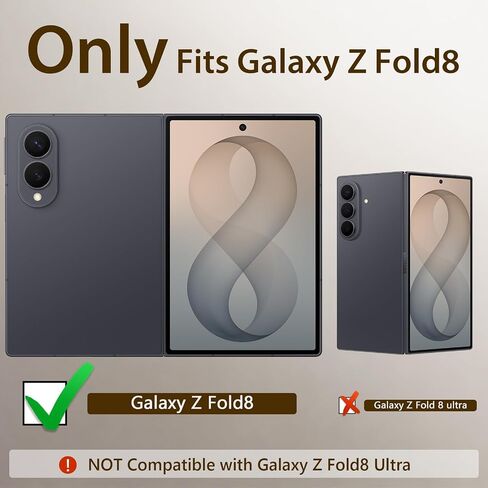 LOHASIC Leather Magnetic for Galaxy Z Fold 8 Case, Hidden Kickstand, Brown in Saudi Arabia