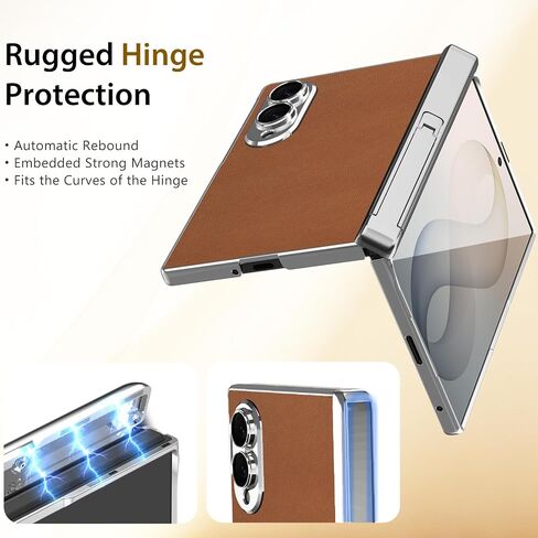 LOHASIC Leather Magnetic for Galaxy Z Fold 8 Case, Hidden Kickstand, Brown in Saudi Arabia