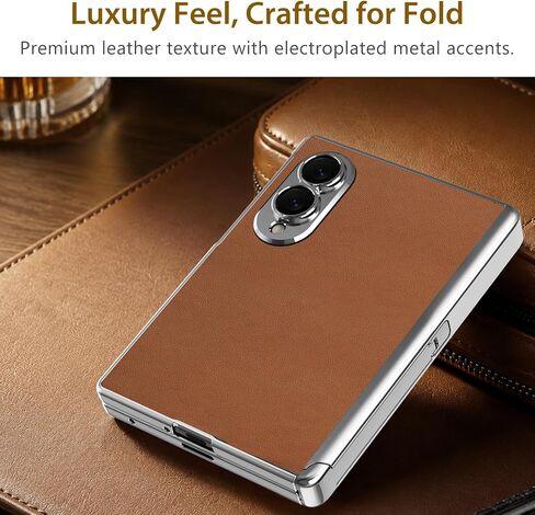 LOHASIC Leather Magnetic for Galaxy Z Fold 8 Case, Hidden Kickstand, Brown in Saudi Arabia