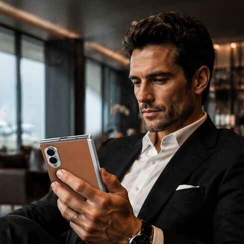 LOHASIC Leather Magnetic for Galaxy Z Fold 8 Case, Hidden Kickstand, Brown in Saudi Arabia