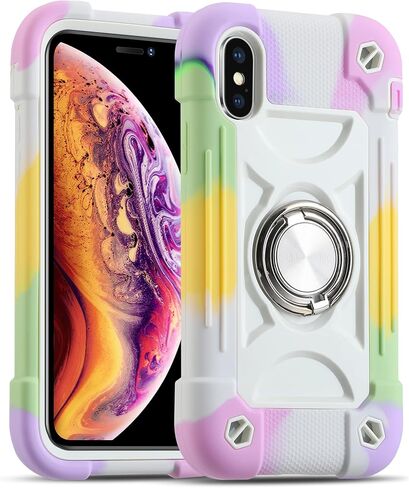 MARKILL Compatible with iPhone 14 Case/iPhone 13 Case 6.1 Inch with Built-in 360°Rotating Ring Stand, Military Grade Drop Protection Full Body Rugged Heavy Duty Durable Cover. in Saudi Arabia