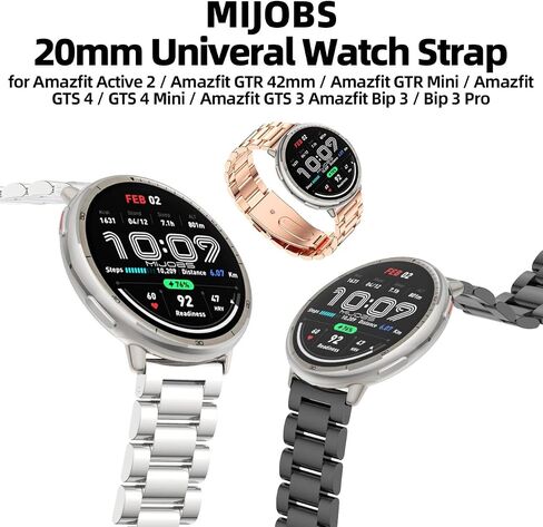 أحزمة ساعة Amazfit Active 2 /Active، 20 مم حزام معصم بديل قابل للتنفس معدني لـ Amazfit GTR mini/Bip U Pro/Bip 3/3 Pro/GTS/GTS 4/3/2 للنساء والرجال in Saudi Arabia