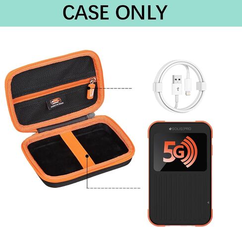 Hard EVA Case for SIMO Solis Pro/Solis 5G WiFi Mobile Hotspot, Portable Travel Router WiFi Storage Holder Bag with Mesh Pocket for Charger USB Cable, Solis 5G Hotspot Device Organizer Box (Case Only) in Kuwait