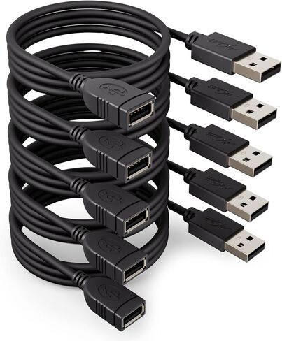 5-Pack USB Extension Cable 4FT, USB 2.0 Type A Male to Female Extender Cord in Saudi Arabia