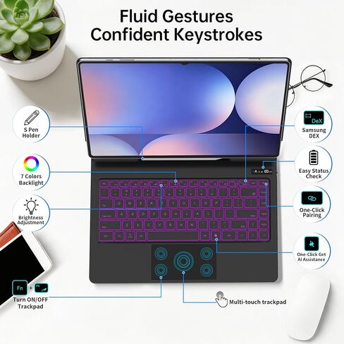 2-Piece Keyboard Case for Galaxy Tab S11/S10/S9/S8 Ultra 14.6 Inch in Kuwait