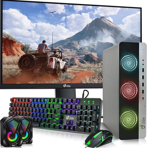 BTO BX8G3 RGB Gaming Desktop PC - Intel i7 7th Gen - 32GB DDR4 Ram - 1TB SSD - GeForce GT 1030 - New 24-in Monitor - RGB Keyboard & Mouse - RGB Speaker - WiFi - Windows 11 Pro (Renewed) in Saudi Arabia