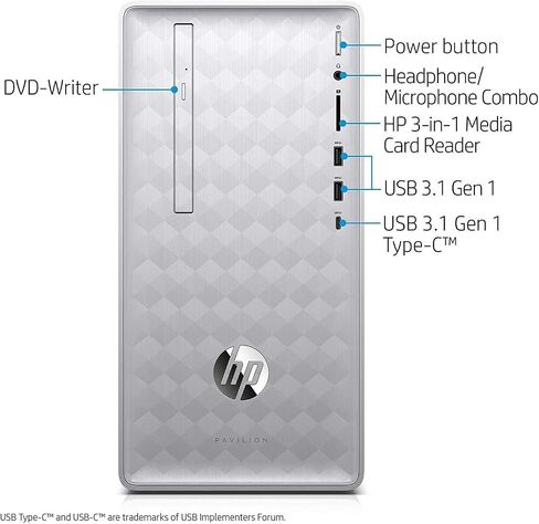 HP Pavilion 590 Desktop Computer, 8th Intel 6 Cores i5-8400, 2.8GHz up to 4.0GHz, 8GB RAM and 16 GB Intel Optane Memory, 1TB HDD, Bluetooth 4.2, WiFi 802.11ac, Windows 11, (Renewed) in Saudi Arabia