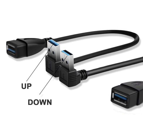 Oxsubor SuperSpeed USB 3.0 Male to Female Extension Data Cable Up and Down Angle 2PCS for PC,Laptop etc..(20CM,8IN) in Saudi Arabia