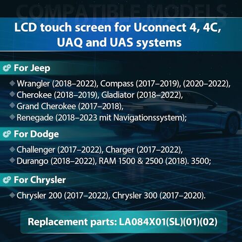8.4 Inches LCD Screen for Uconnect 4C UAQ Radio Car Touch Screen Replacement for Dodge RAM Jeep Chrysler 2017-2022 LA084X01(SL)(02) with Repair Tools in Saudi Arabia