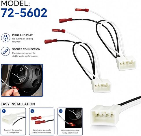 4 PCS Car Door Speaker Wiring Harness, 72-5602 Audio Speaker Wire Cable Adapter Compatible with Ford Focus F150 F250 Mazda 3 CX-5 CX-9 Speakers Adapter Connector Adaptor Plug in Saudi Arabia