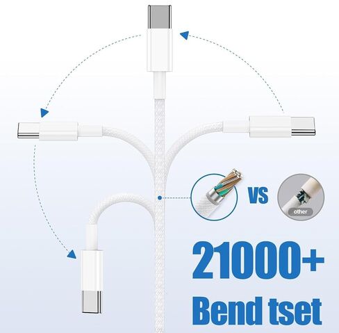 100W iPhone 17 16 15 Charger Cable,2 Pack USB C to USB C Charging Cable in Saudi Arabia