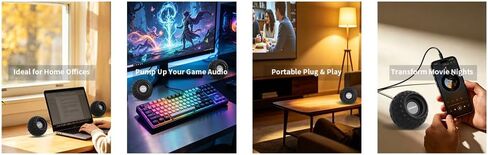 Uakinat 2.0 Computer Speaker, Black, USB Powered, 3.5mm Audio Input, Volume Control, Golf Style, Pair Pack, PC or Laptop in Kuwait