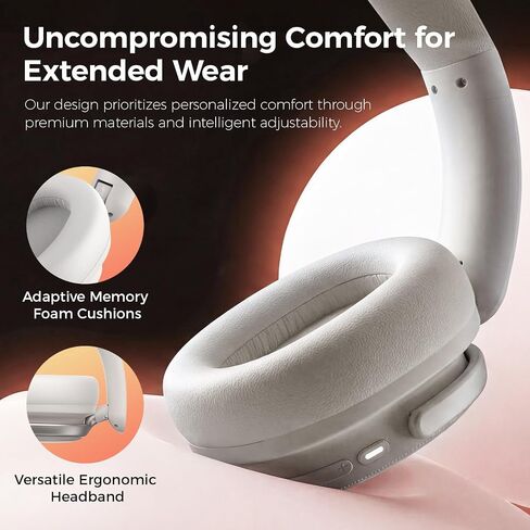 havit Noise Cancelling Headphones Over Ear, Wireless Bluetooth Headphones with 132H Playtime, Fast Charge 5 Min=5H, Foldable, Dual Device, with Mic for Travel Work Office, Gray in Saudi Arabia
