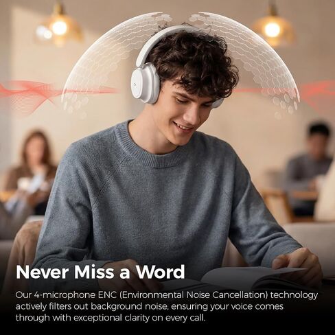 havit Noise Cancelling Headphones Over Ear, Wireless Bluetooth Headphones with 132H Playtime, Fast Charge 5 Min=5H, Foldable, Dual Device, with Mic for Travel Work Office, Gray in Saudi Arabia