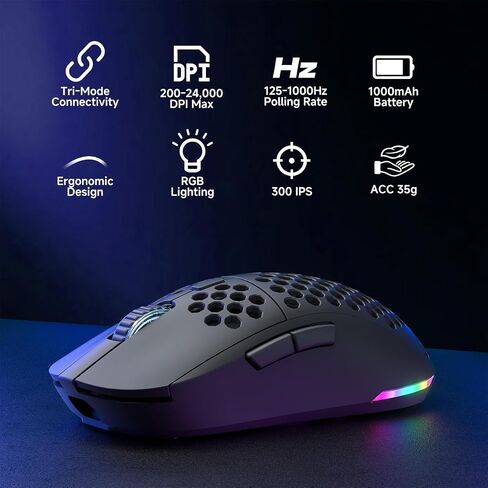 مجموعة لوحة مفاتيح وماوس لاسلكية للألعاب من DIERYA، DK63 & M1 60% لوحة مفاتيح RGB صغيرة مع مفاتيح زرقاء وماوس خفيف الوزن 24000 نقطة في البوصة | الوضع الثلاثي (BT/2.4G/USB) | ار جي بي | لأجهزة الكمبيوتر الشخصية وأجهزة ماك واللاعبين والطابعين - أسود in Kuwait