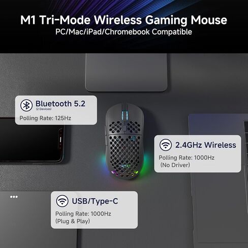 مجموعة لوحة مفاتيح وماوس لاسلكية للألعاب من DIERYA، DK63 & M1 60% لوحة مفاتيح RGB صغيرة مع مفاتيح زرقاء وماوس خفيف الوزن 24000 نقطة في البوصة | الوضع الثلاثي (BT/2.4G/USB) | ار جي بي | لأجهزة الكمبيوتر الشخصية وأجهزة ماك واللاعبين والطابعين - أسود in Kuwait