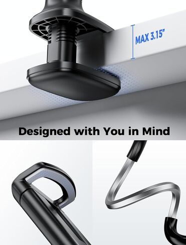 حامل تابلت Gooseneck، حامل تابلت: حامل تابلت بمشبك ذراع مرن متوافق مع iPad mini Pro Air وKindle وSwitch وGalaxy Tabs والمزيد من الأجهزة مقاس 4.7-11 بوصة - (أسود) in Kuwait
