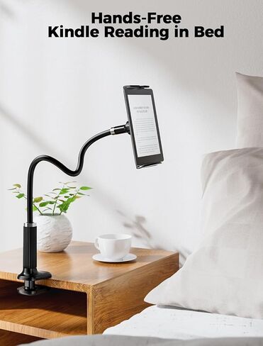 حامل تابلت Gooseneck، حامل تابلت: حامل تابلت بمشبك ذراع مرن متوافق مع iPad mini Pro Air وKindle وSwitch وGalaxy Tabs والمزيد من الأجهزة مقاس 4.7-11 بوصة - (أسود) in Kuwait