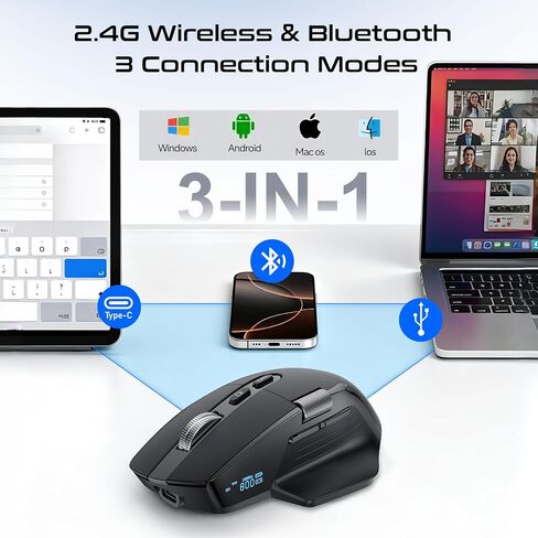 TSQQST Wireless Mouse for Laptop, 2.4GHz Ergonomic Computer Mouse, Black in Saudi Arabia