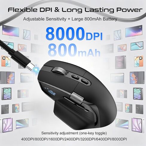 TSQQST Wireless Mouse for Laptop, 2.4GHz Ergonomic Computer Mouse, Black in Saudi Arabia