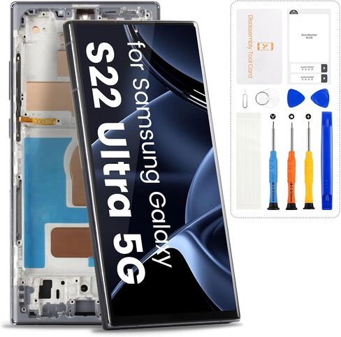 for Samsung Galaxy S22 Ultra 5G Screen Replacement with Frame,Black,Incell in Kuwait