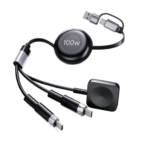 100W Retractable Multi Charging Cable for Apple Watch Charger,Dual USB C in Kuwait