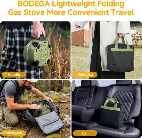 BODEGA 2 Burner Camping Stove,20000 BTU Foldable Propane Camp Stove with Pressure Adjustable Burners,Wind-Resistant Dual Gas Stoves with Portable Handle&Bag&GrillPan for Camping,BBQ,RV,Tailgating in Saudi Arabia