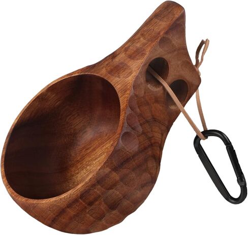 كوب Kuksa الخشبي، كوب قهوة خشبي سعة 12 أونصة للتخييم والمشي لمسافات طويلة والسفر in Kuwait