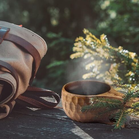 كوب Kuksa الخشبي، كوب قهوة خشبي سعة 12 أونصة للتخييم والمشي لمسافات طويلة والسفر in Kuwait
