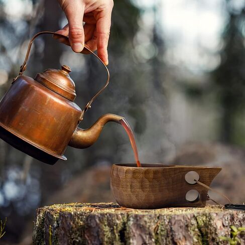كوب Kuksa الخشبي، كوب قهوة خشبي سعة 12 أونصة للتخييم والمشي لمسافات طويلة والسفر in Kuwait