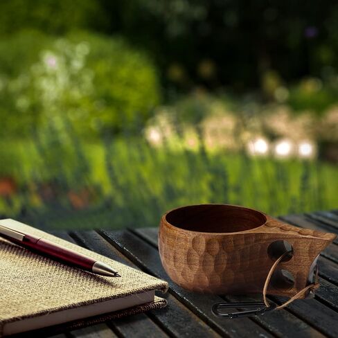 كوب Kuksa الخشبي، كوب قهوة خشبي سعة 12 أونصة للتخييم والمشي لمسافات طويلة والسفر in Kuwait
