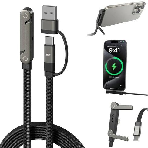 2-in-1 USB Type C to USB-C Cable with Built-in Phone Stand in Saudi Arabia