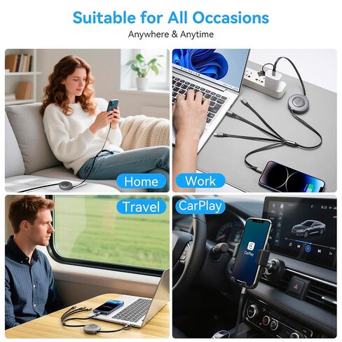 4 in 2 Multi Charging Cable 4A,Retractable USBA/C Universal Charger Cords in Saudi Arabia