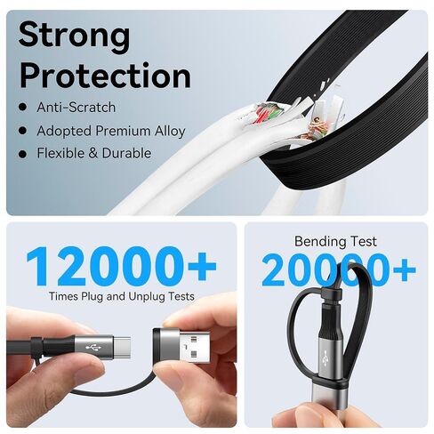 4 in 2 Multi Charging Cable 4A,Retractable USBA/C Universal Charger Cords in Saudi Arabia