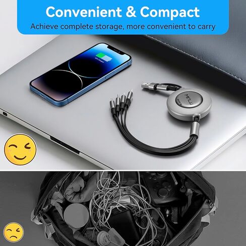 4 in 2 Multi Charging Cable 4A,Retractable USBA/C Universal Charger Cords in Saudi Arabia