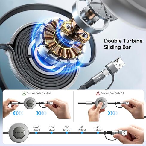 4 in 2 Multi Charging Cable 4A,Retractable USBA/C Universal Charger Cords in Saudi Arabia