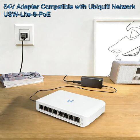 54V AC/DC Adapter Compatible with Ubiquiti Network USW-Lite-8-PoE UniFi Lite 8 PoE 8-Port Gigabit Ethernet Switch 8 Port Layer 2 USW-Ultra-60W NY-PW0L2-05401100 NYPW0L205401100 Power Supply in Saudi Arabia